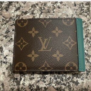 Louis Vuitton Monogram Brown and Teal Money Clip